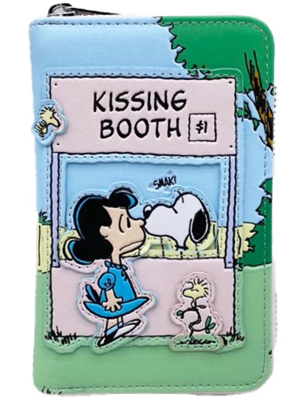 Loungefly Peanuts Snoopy Lucy Kissing Booth Comic Backpack Wallet 2PC Set NWT - Picture 3 of 4